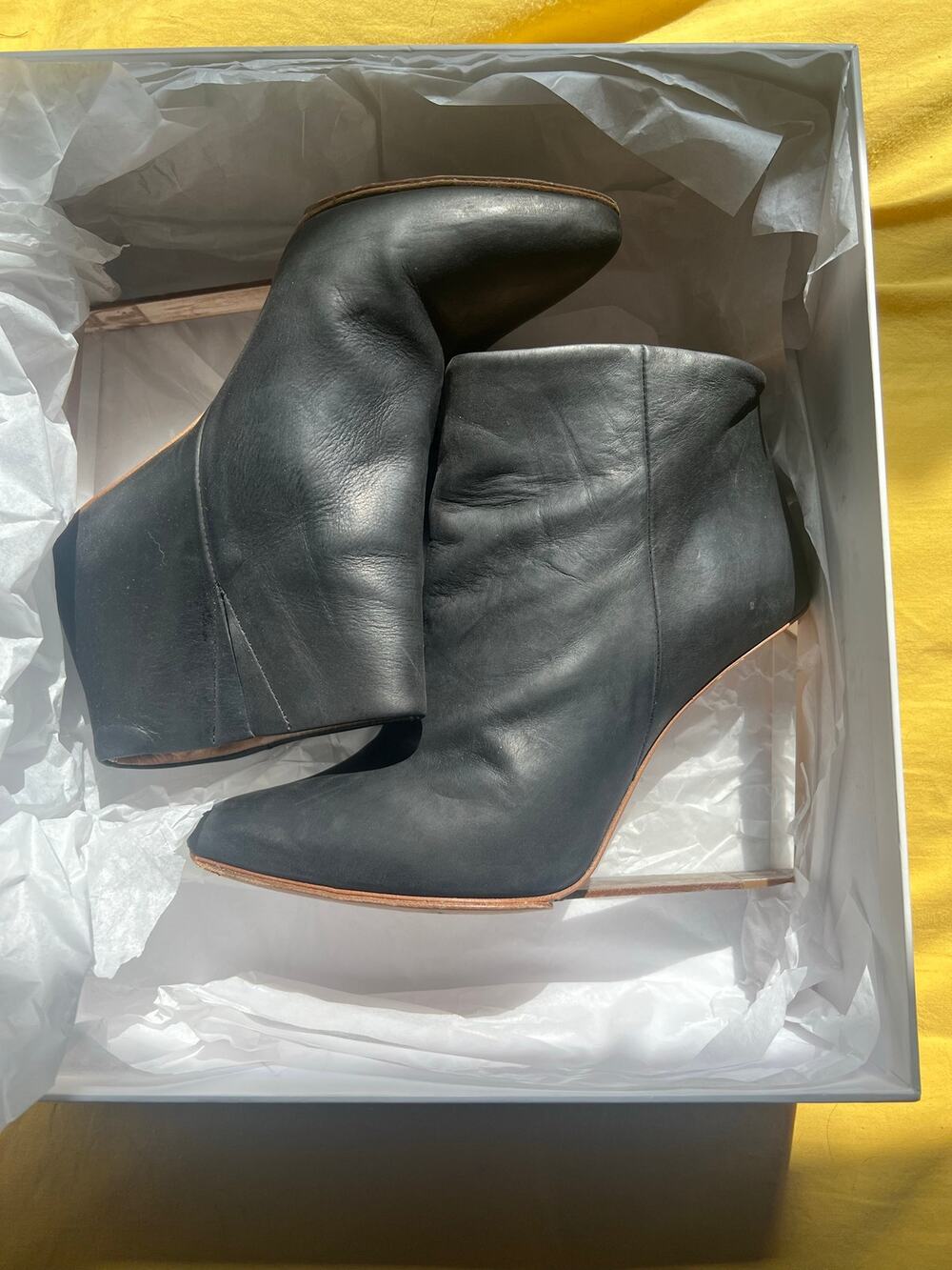 H&M x Maison Martin Margiela Plexiglass Wedge Black Booties in Original Box US 7